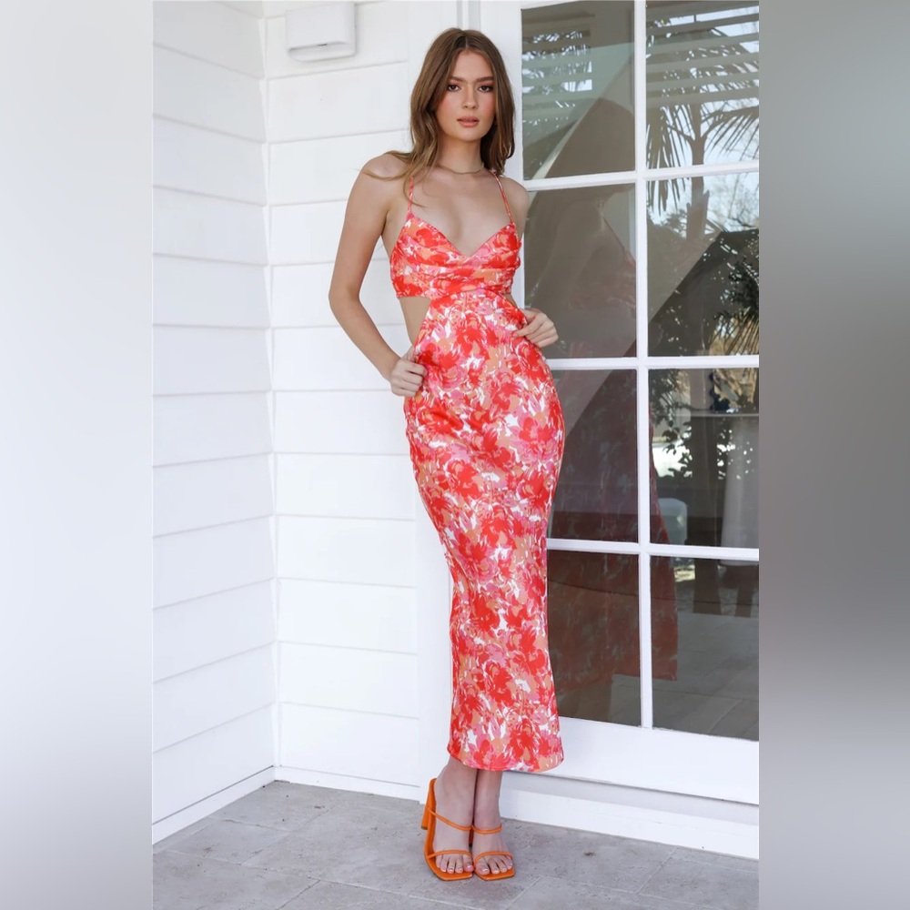 Hello Molly Hotline Babe Midi Dress Orange